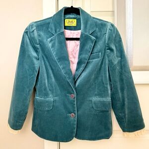 Juicy Couture Velour Blazer with Lace Detail at Cuffs (Size 4)